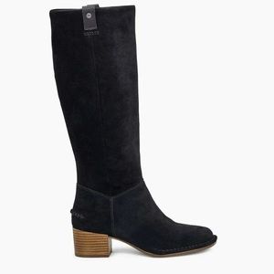 UGG Arana Tall Suede Boots Heel Black Women’s 8.5